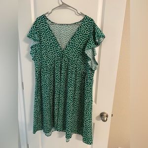Green floral print dress
